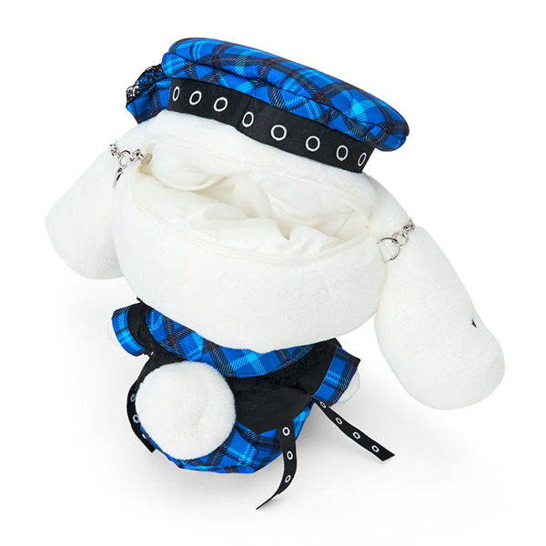 大耳狗絨毛玩偶造型斜背包(甜蜜搖滾格紋)