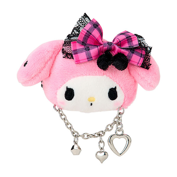 美樂蒂絨毛造型髮夾(甜蜜搖滾格紋)