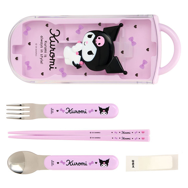 酷洛米日製滑蓋式環保餐具3件組(浮雕人物)