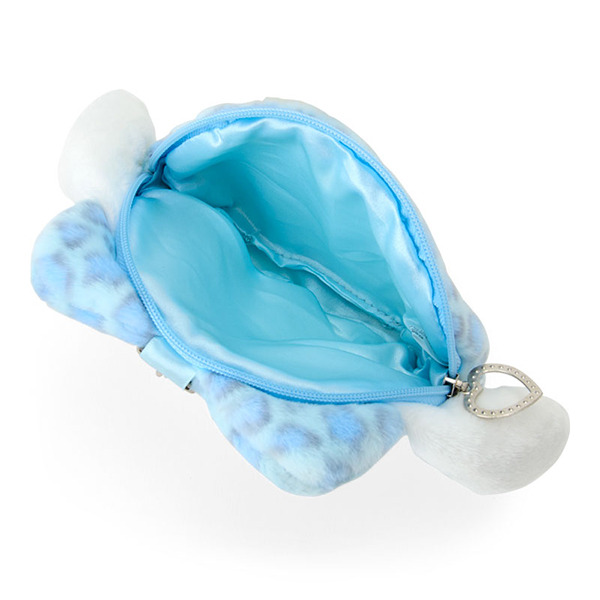 大耳狗大臉造型絨毛收納包附鍊(豹紋小貓)