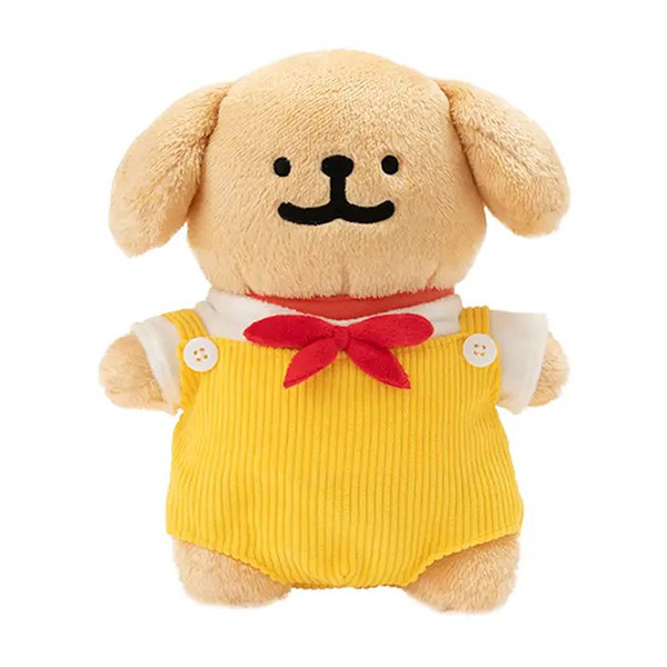 線條小狗絨毛娃娃(吊帶褲小金毛-黃)