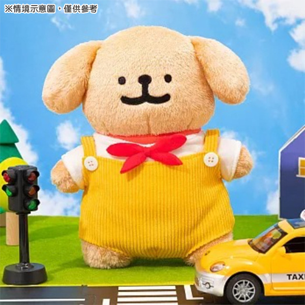線條小狗絨毛娃娃(吊帶褲小金毛-黃)