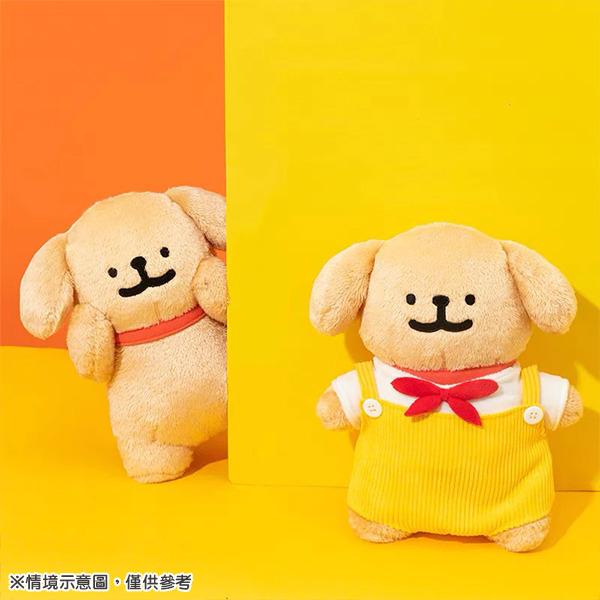 線條小狗絨毛娃娃(吊帶褲小金毛-黃)