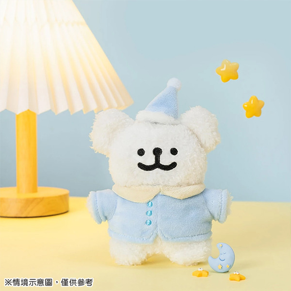 線條小狗造型玩偶吊飾(睡衣小白-藍)
