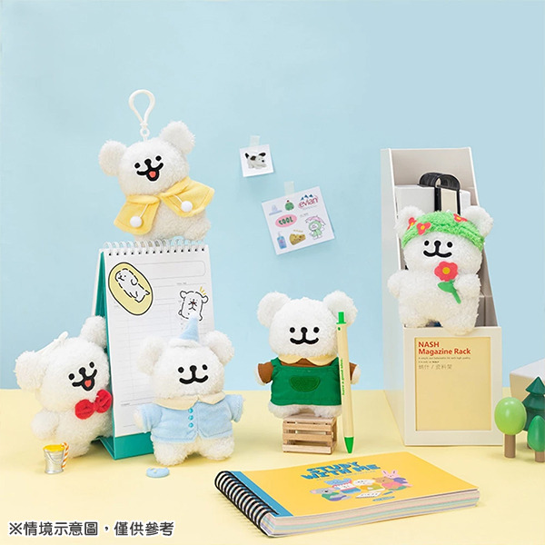 線條小狗造型玩偶吊飾(睡衣小白-藍)