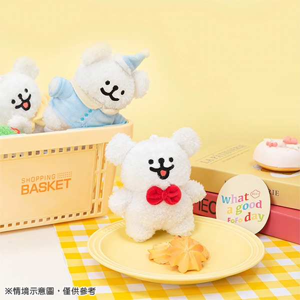 線條小狗造型玩偶吊飾(睡衣小白-藍)