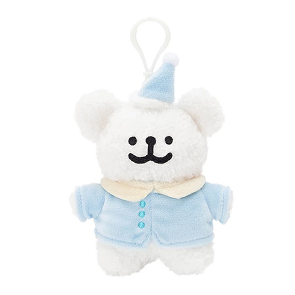 線條小狗造型玩偶吊飾(睡衣小白-藍)