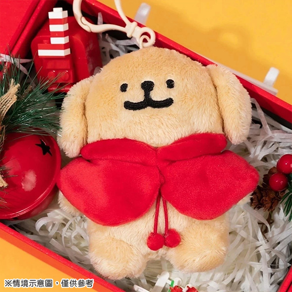 線條小狗造型玩偶吊飾(披風小金毛-紅)