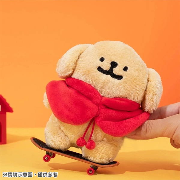 線條小狗造型玩偶吊飾(披風小金毛-紅)