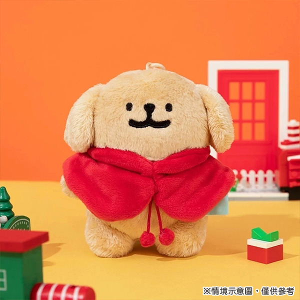 線條小狗造型玩偶吊飾(披風小金毛-紅)