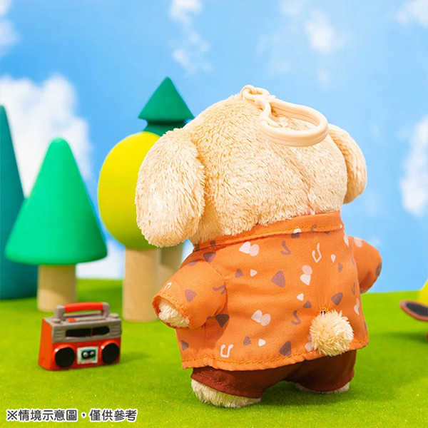 線條小狗造型玩偶吊飾(花襯衫小金毛)