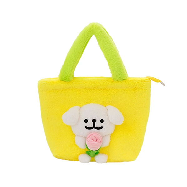 線條小狗絨毛迷你提袋(鬱金香小白-黃)