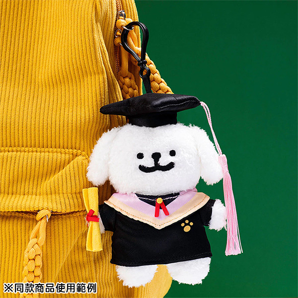 線條小狗造型玩偶吊飾(學士服小白)