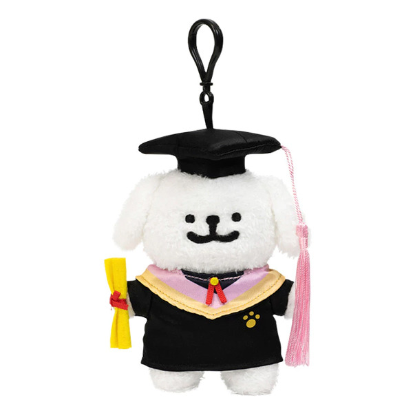 線條小狗造型玩偶吊飾(學士服小白)