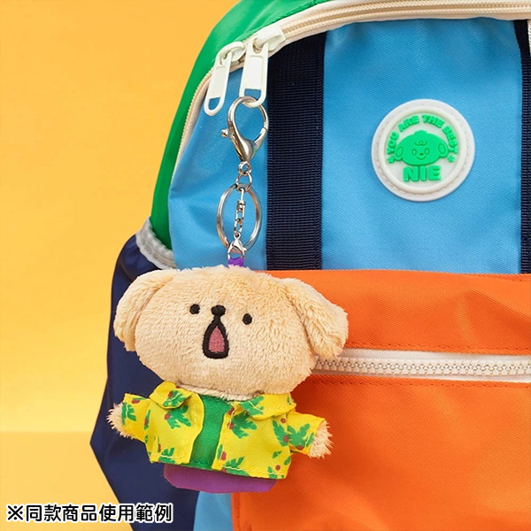 線條小狗造型可伸縮玩偶吊飾(花襯衫小金毛)