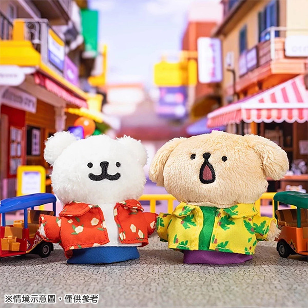 線條小狗造型可伸縮玩偶吊飾(花襯衫小金毛)