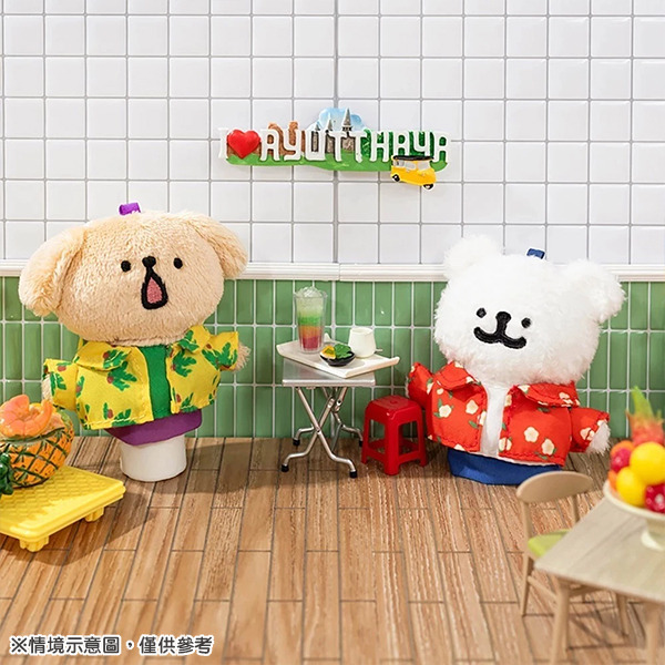 線條小狗造型可伸縮玩偶吊飾(花襯衫小金毛)