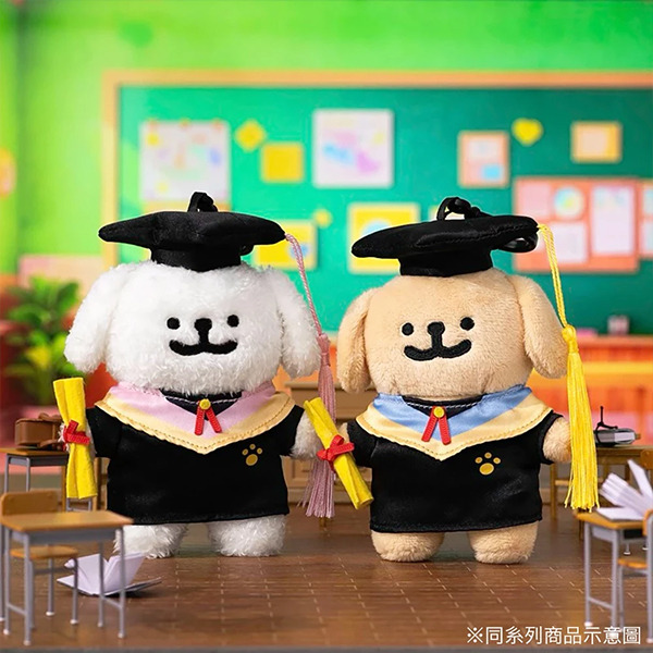 線條小狗造型玩偶吊飾(學士服小金毛)