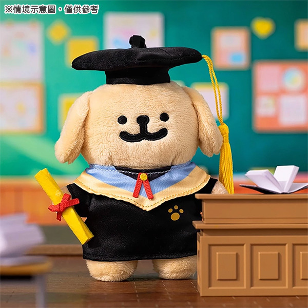 線條小狗造型玩偶吊飾(學士服小金毛)