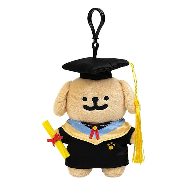 線條小狗造型玩偶吊飾(學士服小金毛)