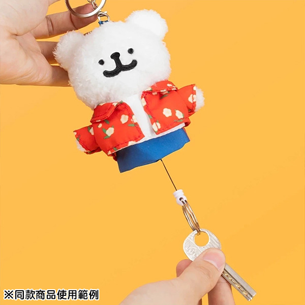 線條小狗造型可伸縮玩偶吊飾(花襯衫小白)