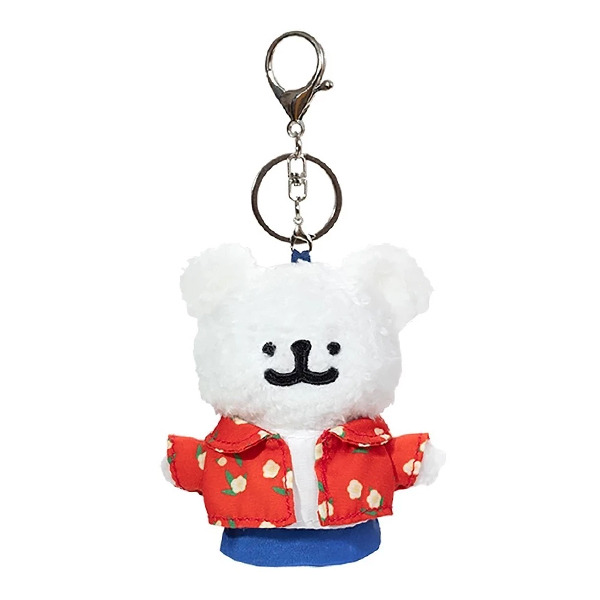 線條小狗造型可伸縮玩偶吊飾(花襯衫小白)