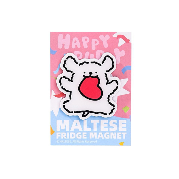 線條小狗造型壓克力磁鐵(愛心小白)