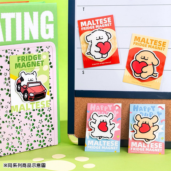 線條小狗造型壓克力磁鐵(愛心小金毛)