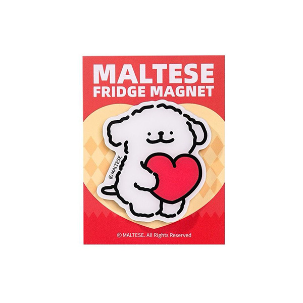 線條小狗造型壓克力磁鐵(小白抱心)