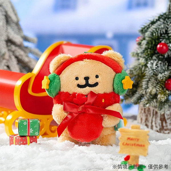 線條小狗造型玩偶吊飾(聖誕耳罩小金毛)