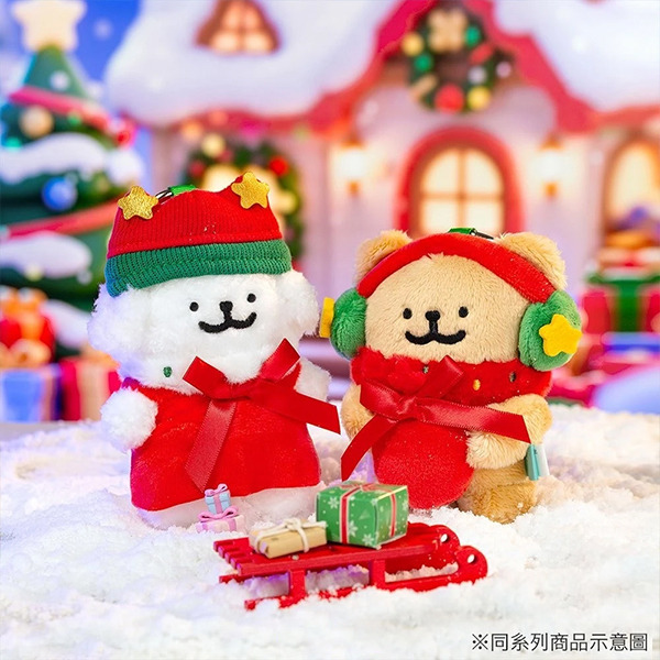 線條小狗造型玩偶吊飾(聖誕耳罩小金毛)