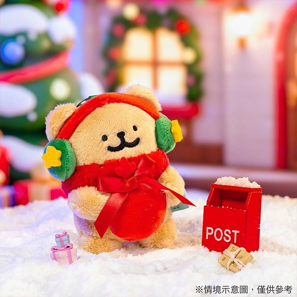 線條小狗造型玩偶吊飾(聖誕耳罩小金毛)