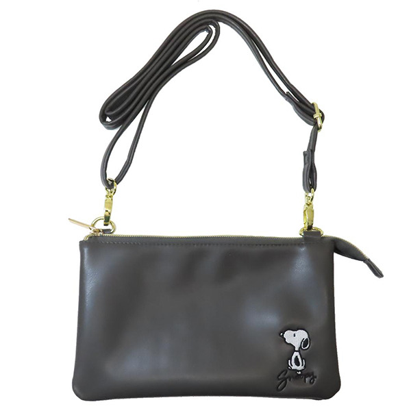 SNOOPY多格層斜背手機包(質感墨)