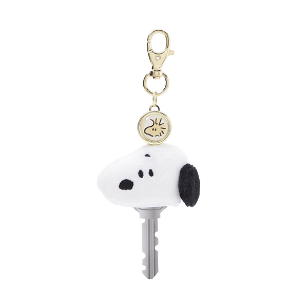 SNOOPY造型絨毛可伸縮鑰匙圈(大臉)