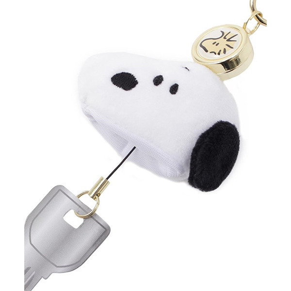 SNOOPY造型絨毛可伸縮鑰匙圈(大臉)