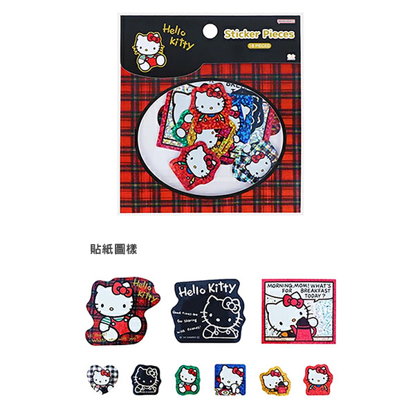 HELLO KITTY閃亮雷射貼紙組-18枚入(50週年紀念-1988年)