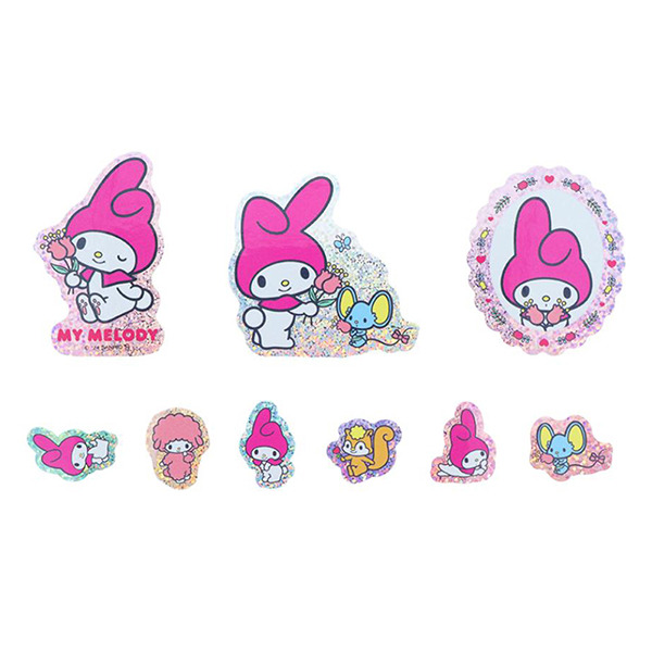 美樂蒂閃亮雷射貼紙組-18枚入(50週年紀念-粉嫩好朋友)