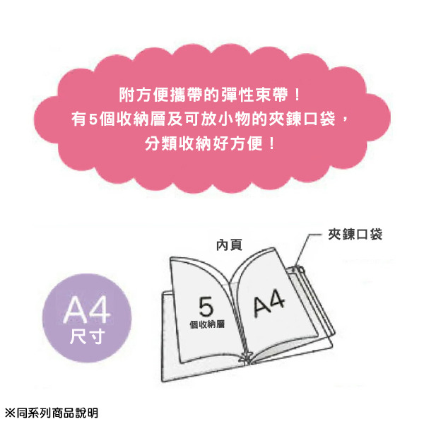 美樂蒂A4 5層檔案資料夾附夾鍊袋(50週年紀念-格紋花園)