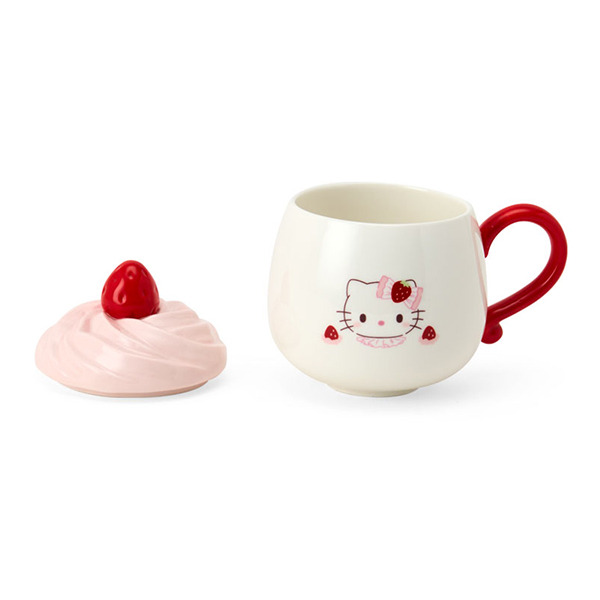 HELLO KITTY造型陶瓷馬克杯附蓋(粉草莓蛋糕)