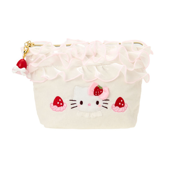 HELLO KITTY燈芯絨化妝包(粉草莓蛋糕)