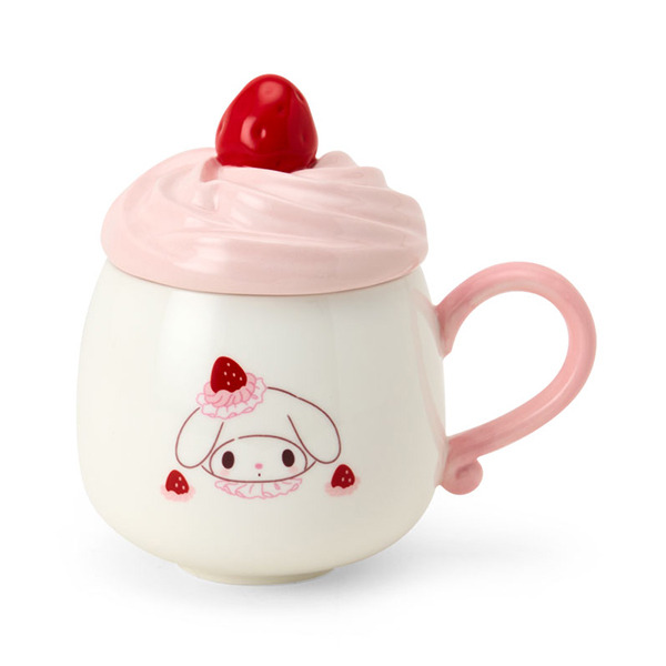 美樂蒂造型陶瓷馬克杯附蓋(粉草莓蛋糕)