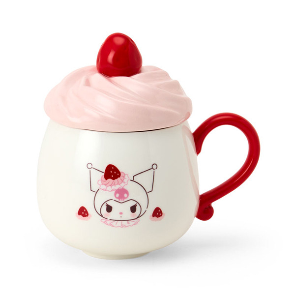 酷洛米造型陶瓷馬克杯附蓋(粉草莓蛋糕)