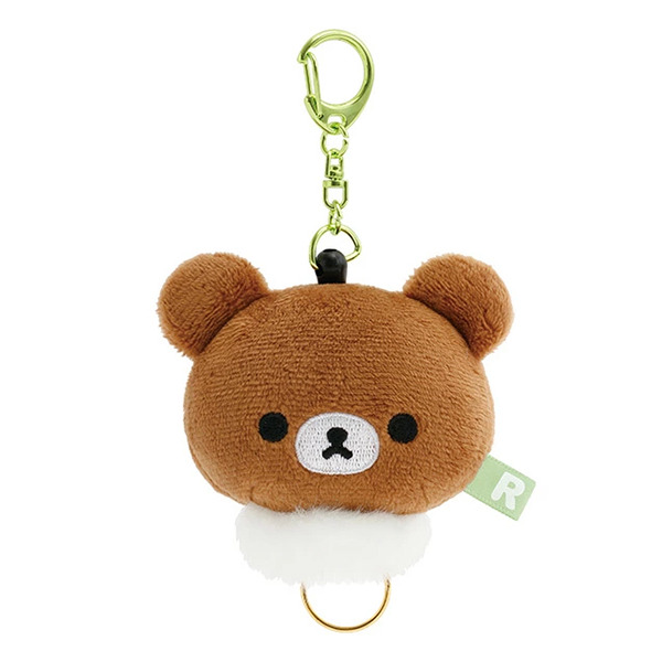 茶小熊造型絨毛伸縮鑰匙圈(經典大臉)