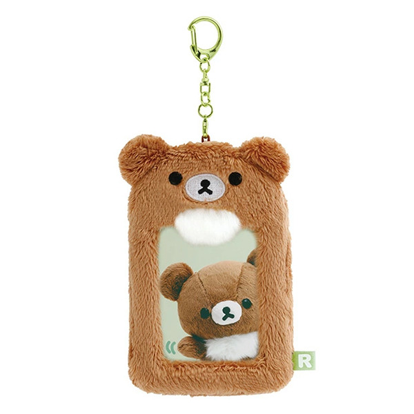 茶小熊絨毛造型明星小卡裝飾套附扣環(經典大臉)