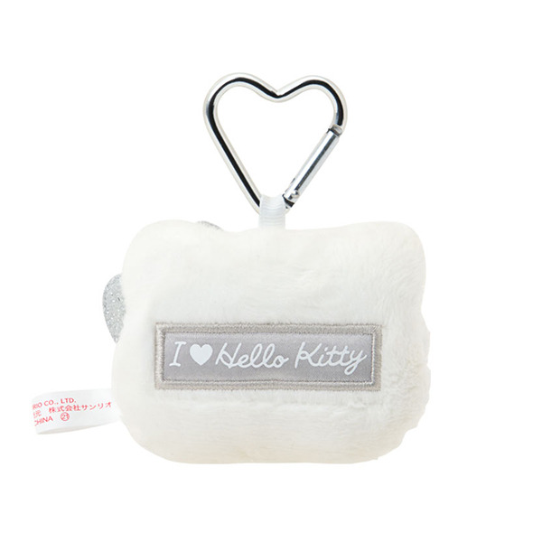 HELLO KITTY大臉造型絨毛吊飾/鑰匙圈-銀白(I Love Hello Kitty)