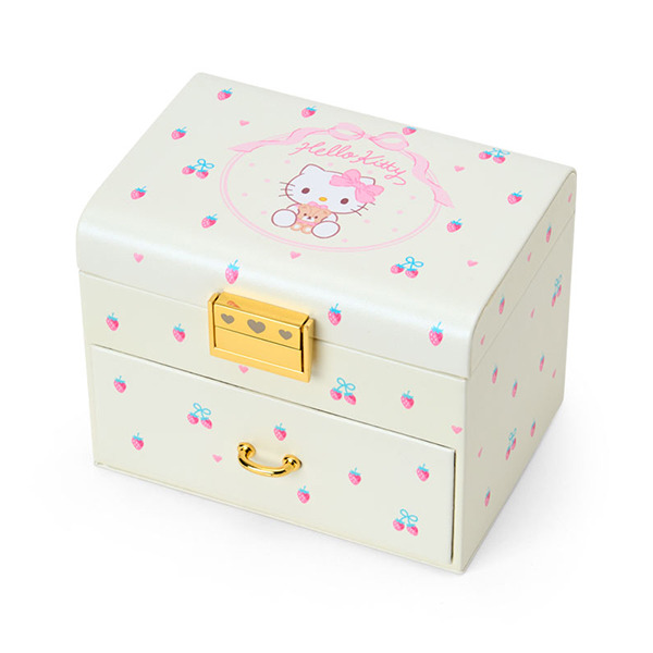 HELLO KITTY雙層珠寶飾品收納盒(草莓)