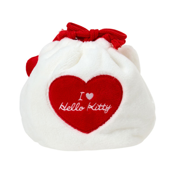 HELLO KITTY大臉造型絨毛縮口袋-紅(I Love Hello Kitty)