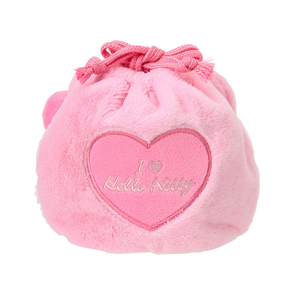 HELLO KITTY大臉造型絨毛縮口袋-粉粉(I Love Hello Kitty)