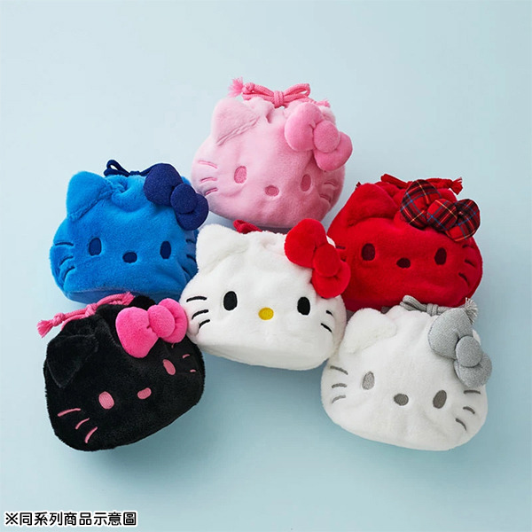 HELLO KITTY大臉造型絨毛縮口袋-黑粉(I Love Hello Kitty)