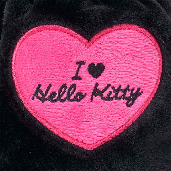 HELLO KITTY大臉造型絨毛縮口袋-黑粉(I Love Hello Kitty)